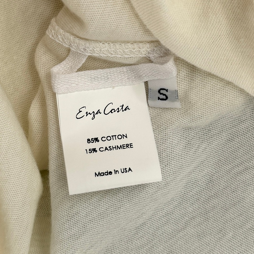 ENZA COSTA Cashmere Easy Cuffed U Neck Top Womens Small Cream Long Sleeve NEW - Picture 15 of 16